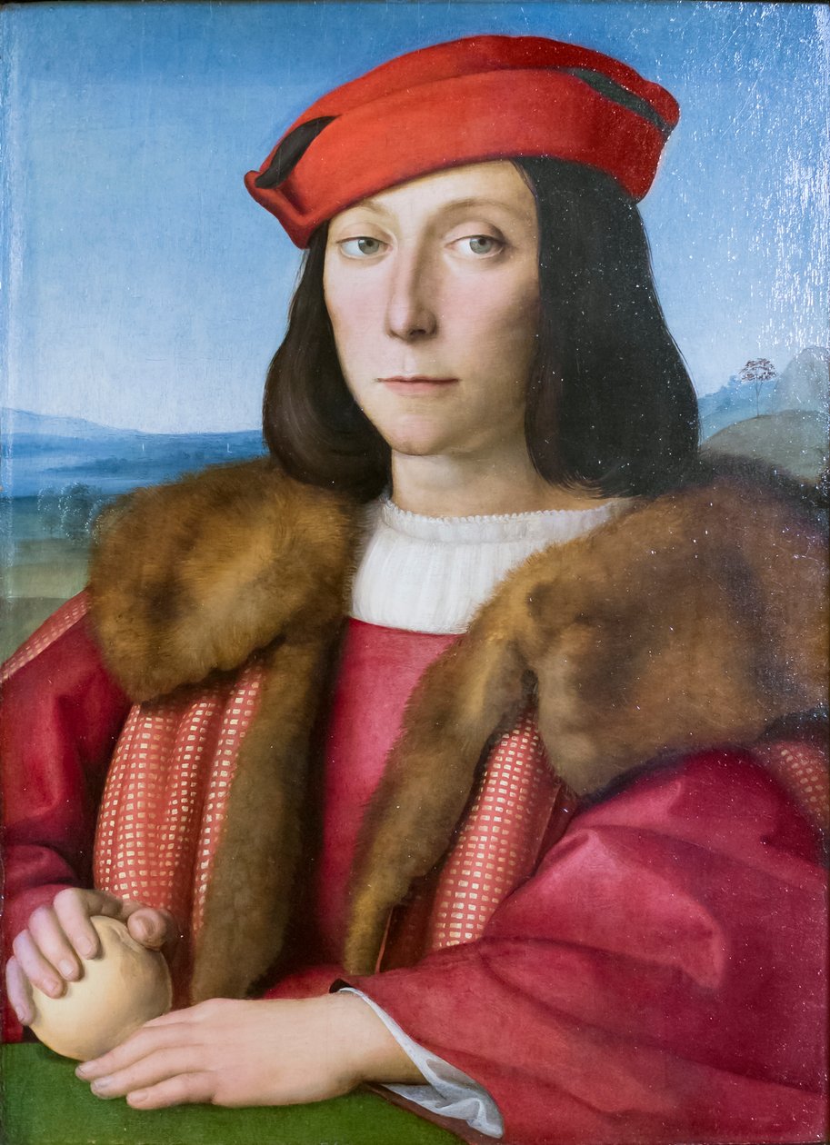 Portrét mladého muže s jablkem, možná Francesco Maria della Rovere, circa 1505 (malba) od Raphael (1483 1520)