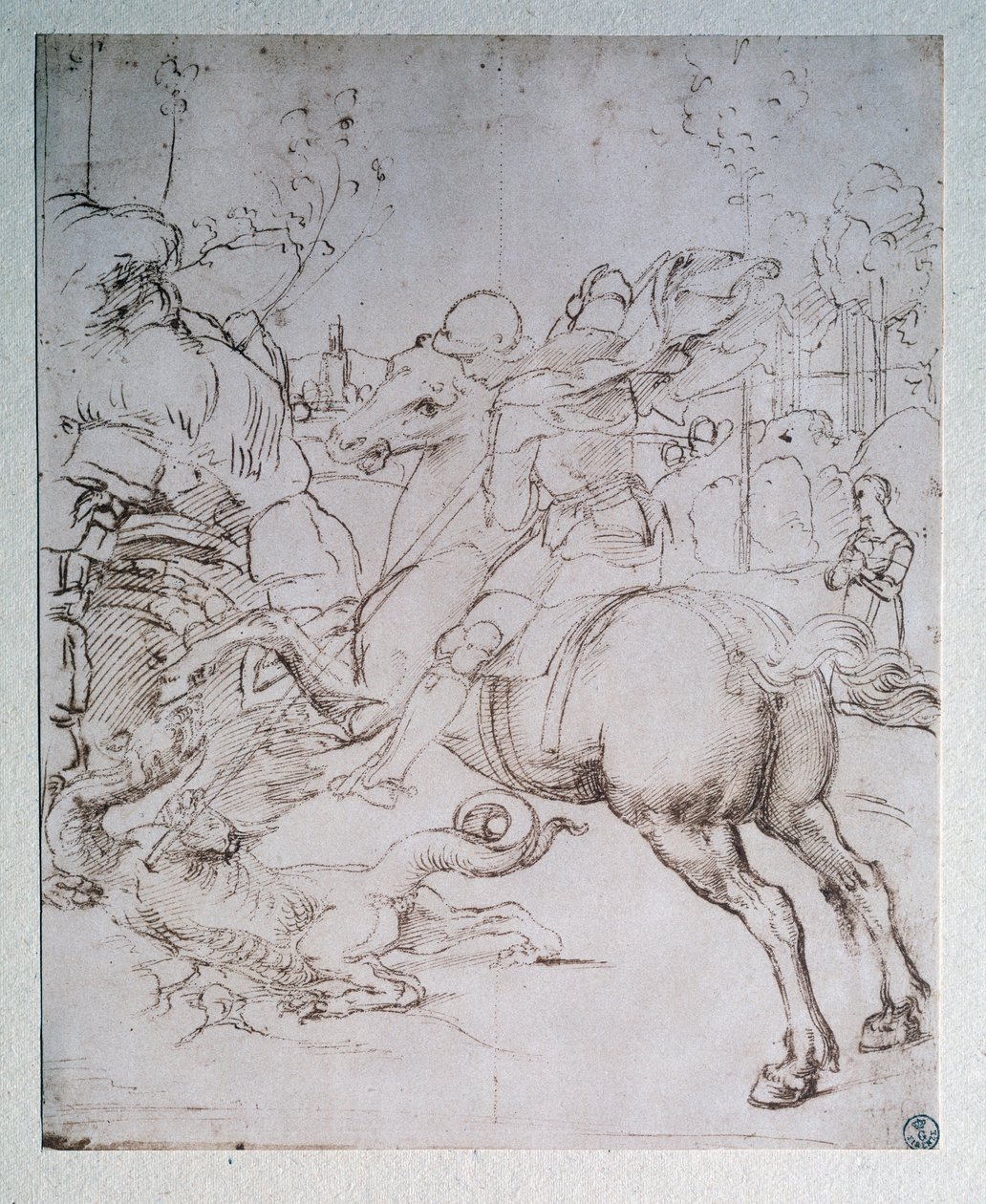 St George and the Dragon - Drawing, c.1505 od Raphael