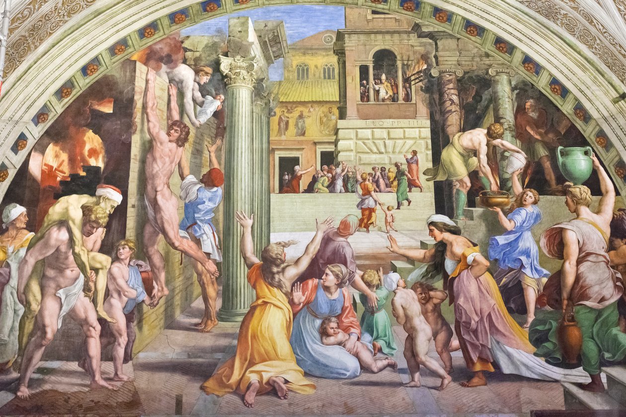 Požár v Borgu, cca 1501-1520 (freska) od Raphael (1483 1520)