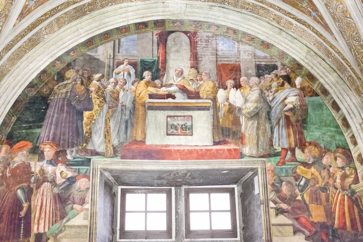 Přísaha Lva III., místnost ohně v borgu od Raphael (1483-1520)