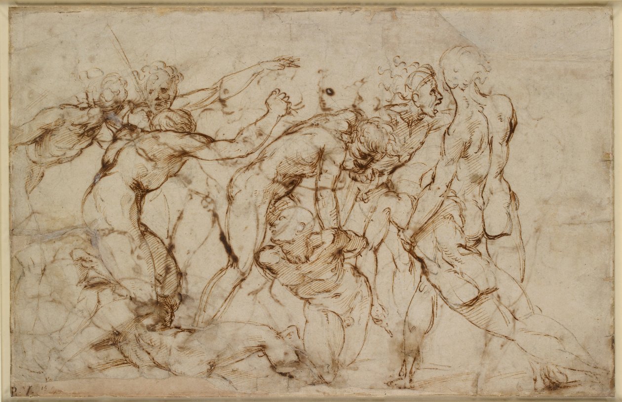 Bitevní scéna s vězněmi, přibližně 16. století od Raphael