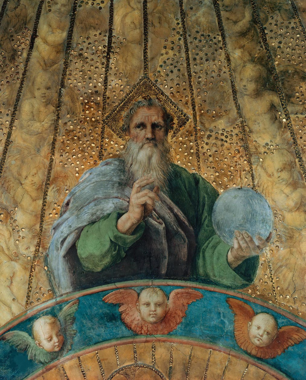 Spor. Detail: Bůh Otec. Freska ve Stanza della Segnatura, cca 1510-1511. od Raphael