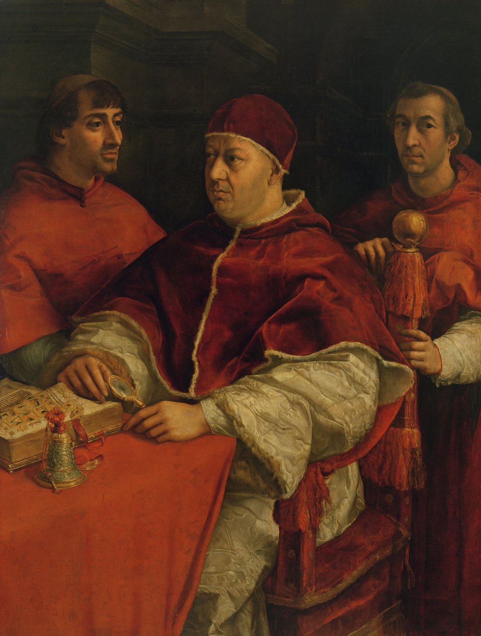 Lev X s kardinály Giulio de Medici a Luigi de Rossi, 1517-18 od Raffaello Sanzio Raphael