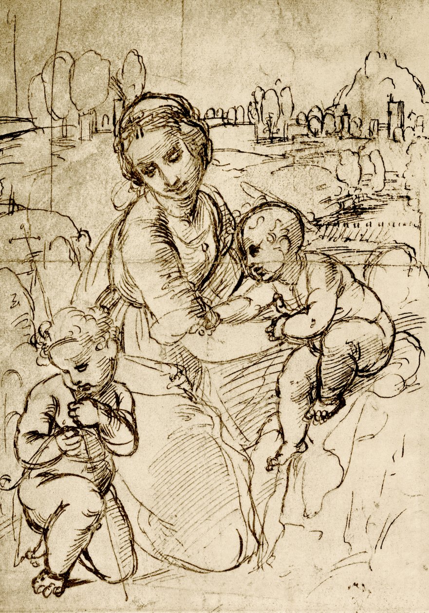 Madona s dítětem se svatým Janem od Raffaello Sanzio Raphael