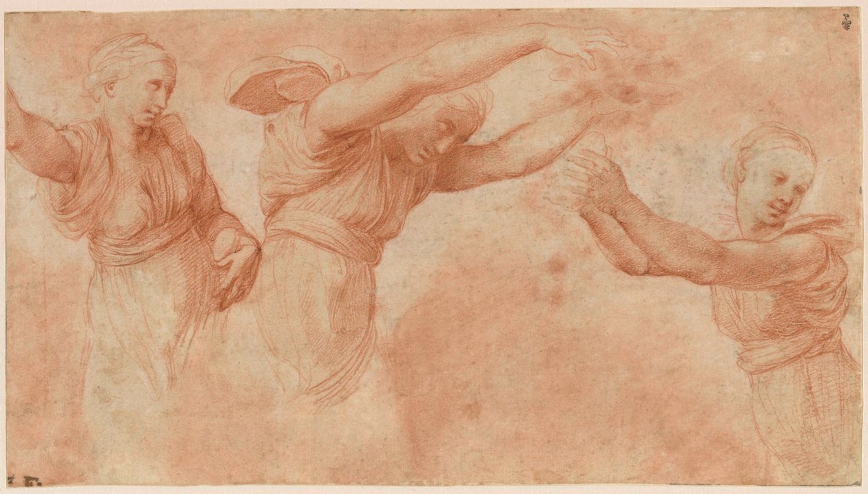 Studie pro bohy slavící svatbu Psyché a Amora, 1518-1519. od Raphael
