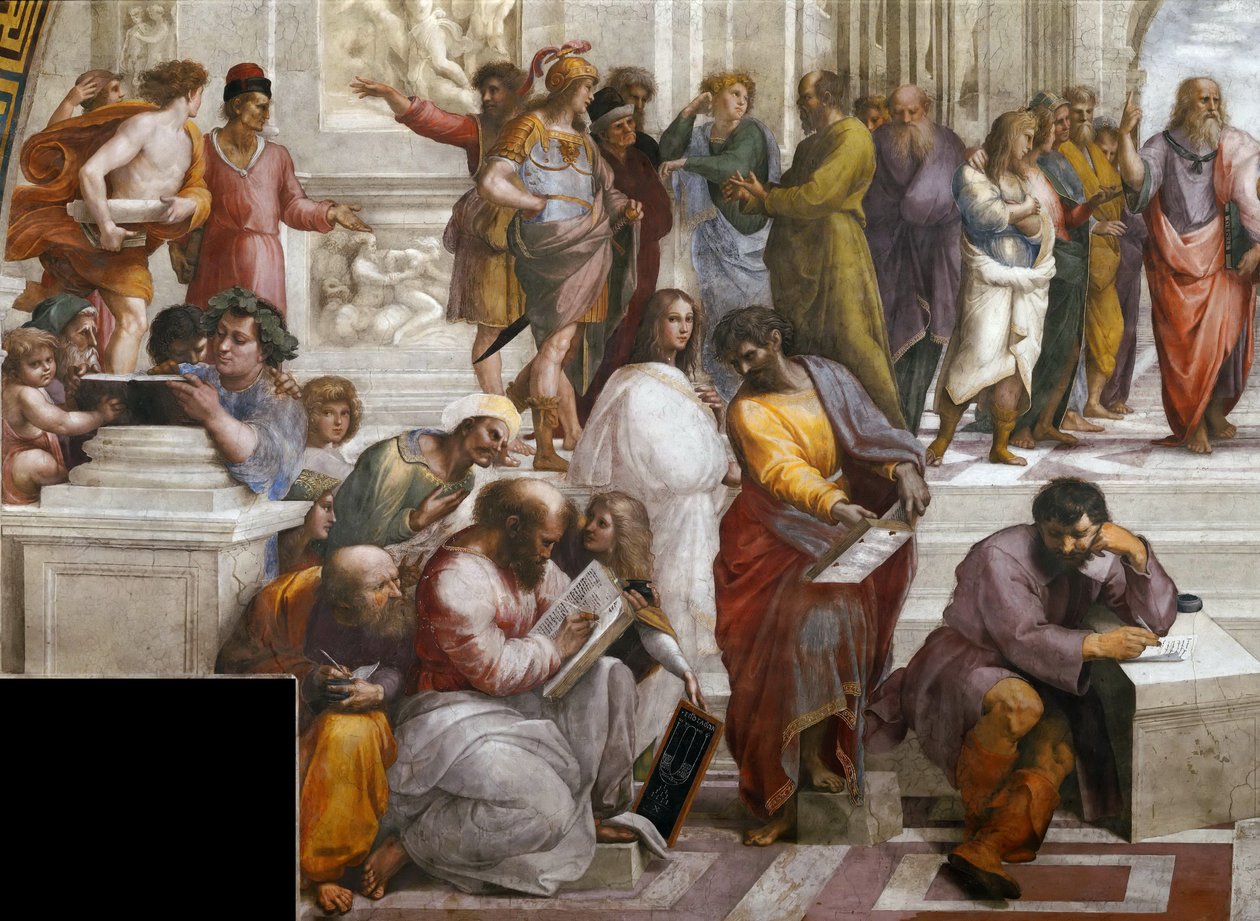 Škola v Aténách. Detail. Freska ve Stanza della Segnatura, cca 1510-1511. od Raphael