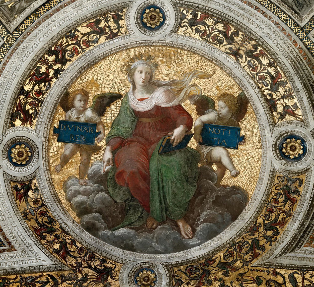 Teologie. Stropní freska ve Stanza della Segnatura, cca 1510-1511. od Raphael