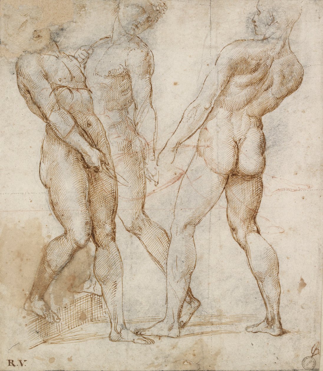 Tři nositelé aktů Studie pro hrob, počátek 16. století od Raphael