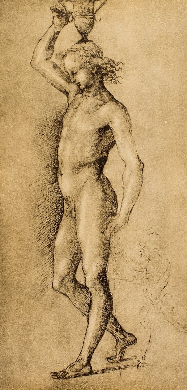 Bacchus známý jako lIdolino, kresba od Raphaela. Gabinetto dei Disegni e Stampe, Galerie Uffizi, Florencie od Raffaello Sanzio Raphael