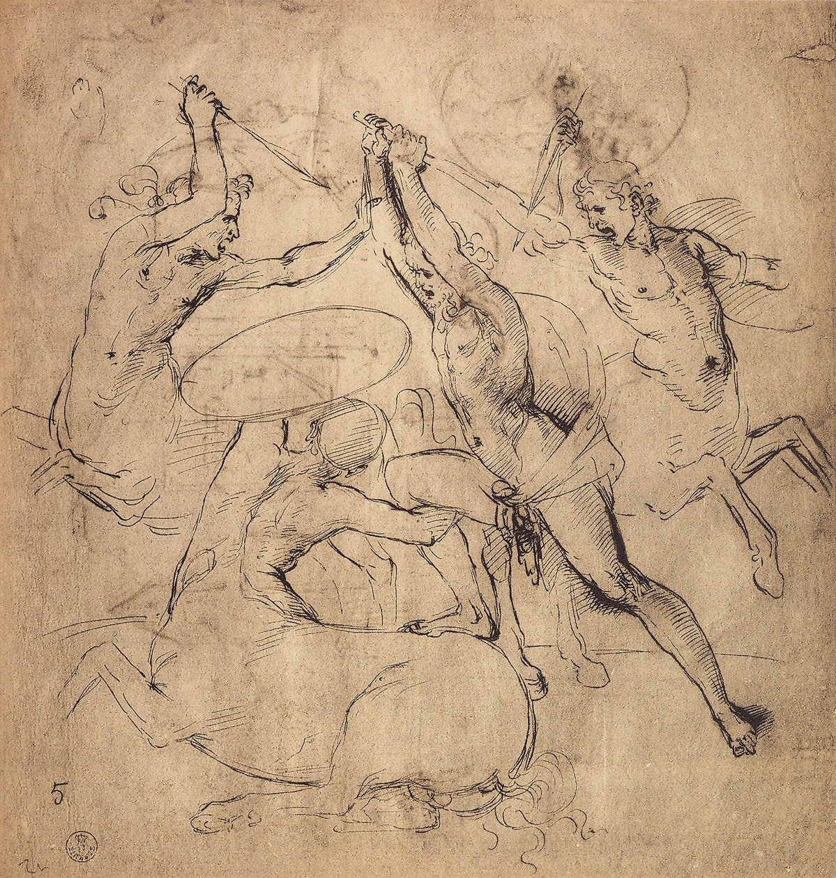 Herkules zabije kentaura; kresba od Raphaela. Gabinetto dei Disegni e delle Stampe, Galerie Uffizi, Florencie od Raffaello Sanzio Raphael