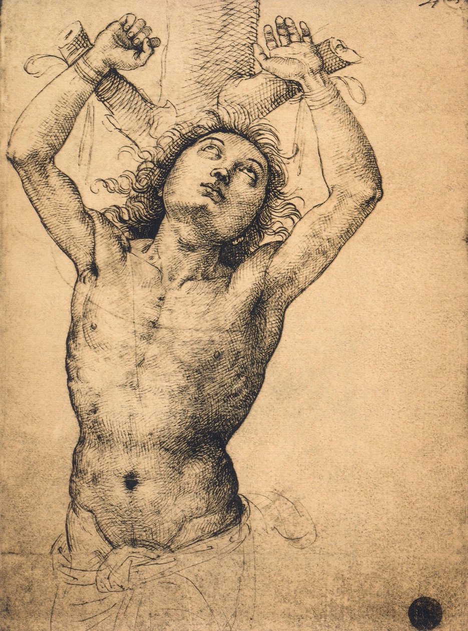 Svatý Šebestián; kresba Raphael, Gallerie dellAccademia, Benátky od Raffaello Sanzio Raphael