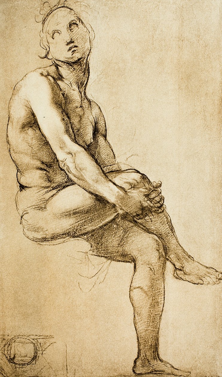 Studie lidské postavy, kresba Raphael, Kabinet kreseb a tisků, Galerie Uffizi, Florencie od Raffaello Sanzio Raphael