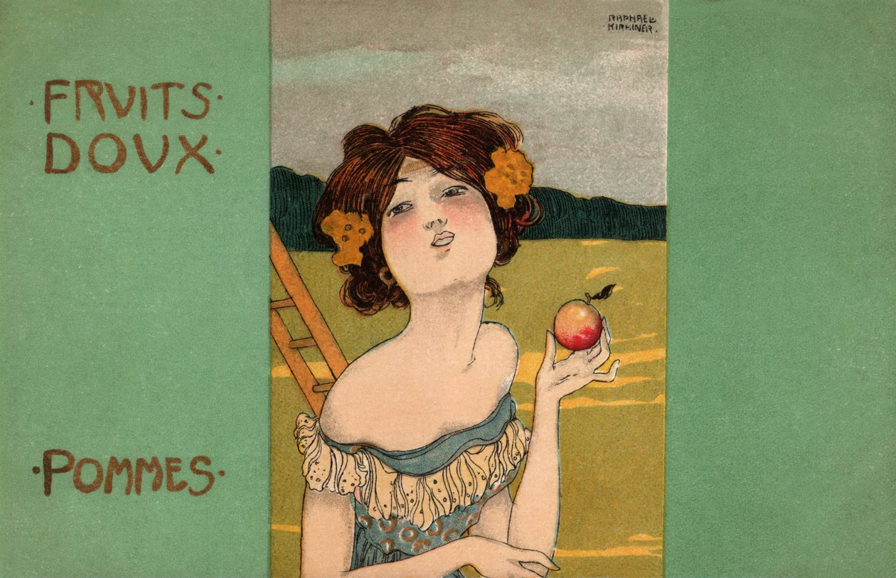 Sběr jablek, kolem roku 1900 (ilustrace) od Raphael Kirchner