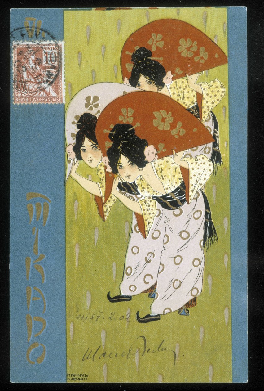 Gejša - pohlednice, Raphaël Kirchner, deb. 20. století od Raphael Kirchner