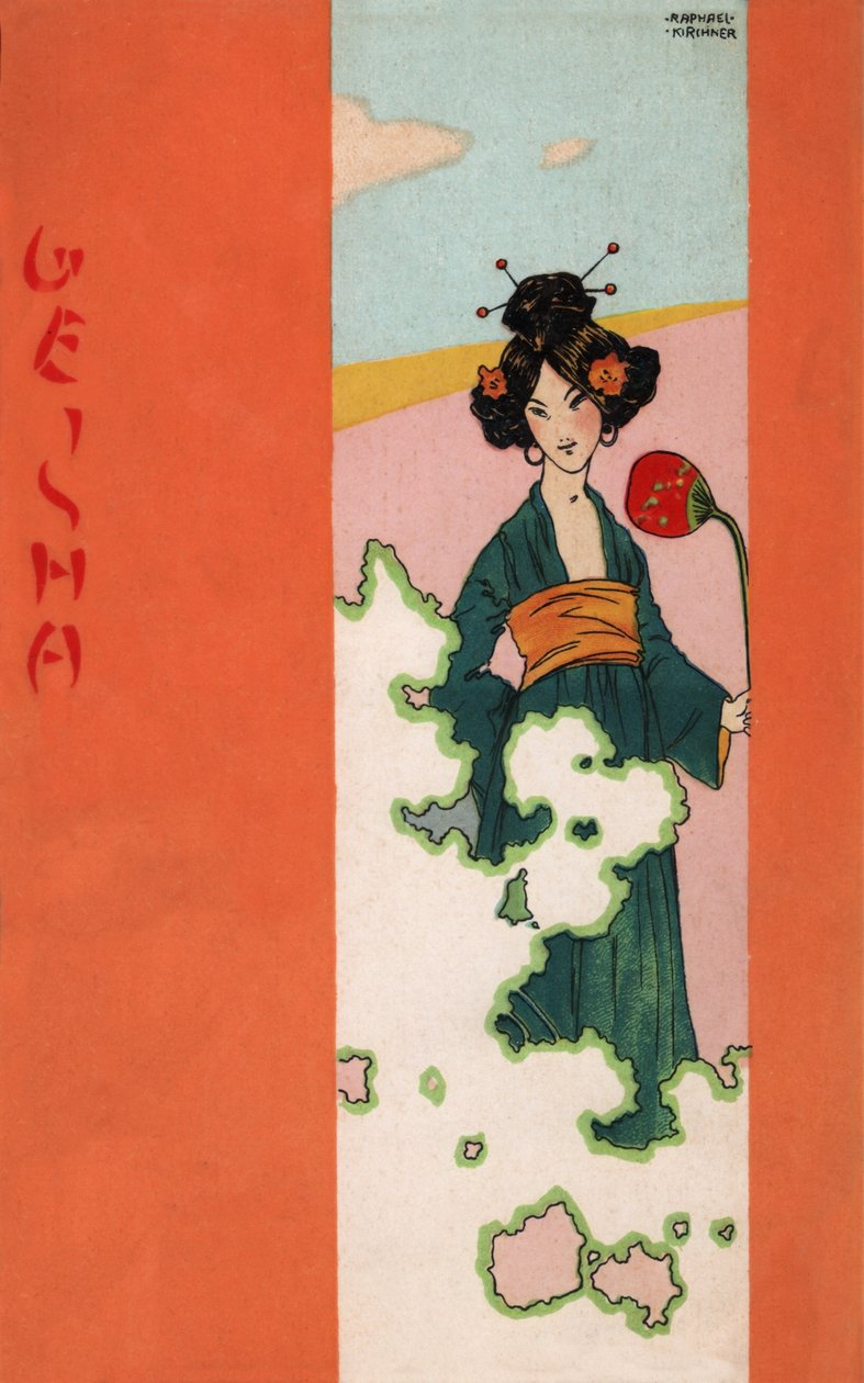 Gejša, kolem roku 1900 (ilustrace) od Raphael Kirchner