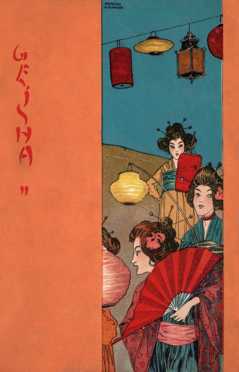 Gejši, kolem roku 1900 (ilustrace) od Raphael Kirchner