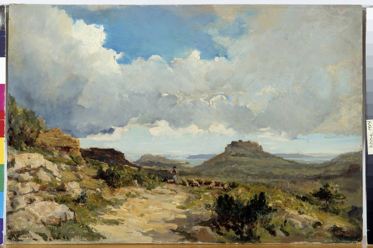 Berger a Miramas le Vieux, Etang de Berre v Bouches of the Rhone Malba Raphaela Luca Ponsona (1835-1904) Povinná zmínka: Collection foundation needs de Provence, Marseille od Raphael Luc Ponson