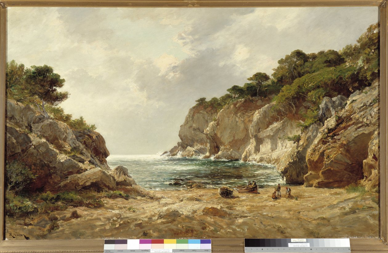 Zátoka Oustau Diou v Porquerolles Malba od Raphaela Luca Ponsona (1835-1904) Povinná zmínka: Collection Foundation pozdravy z Provence, Marseille od Raphael Luc Ponson