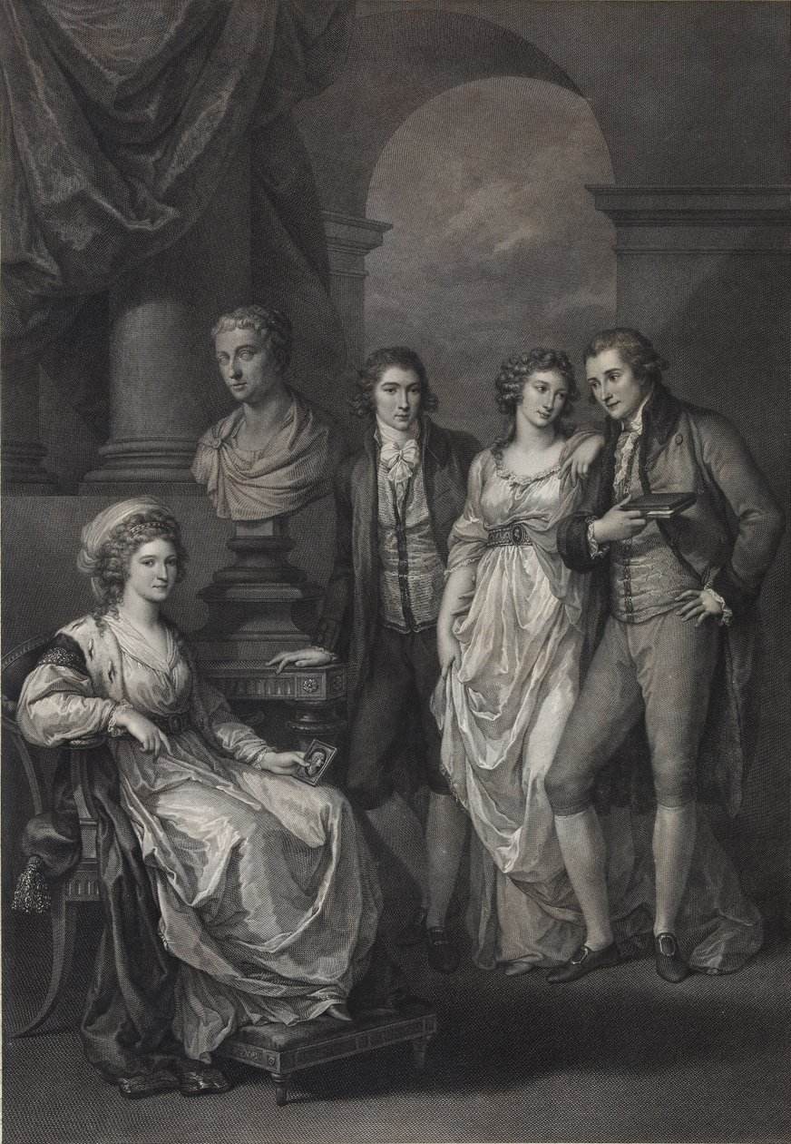 Rodinný portrét Catherine Petrovna Baryatinskaya 1750-1811, rozené princezny z Holstein-Beck, 1793 od Raphael Morghen