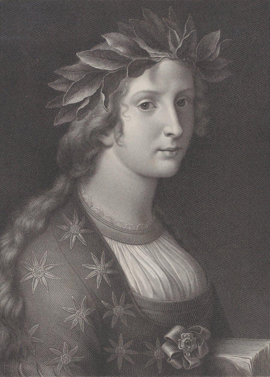 Poezie, žena s vavřínovou korunou, 1827 od Raphael Morghen