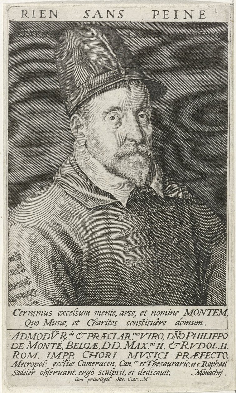 Portrét skladatele Philippe de Monte 1521-1603, 1594 od Raphael Sadeler the Elder