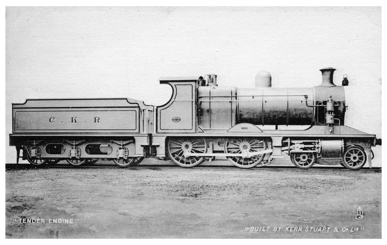 Tendrový motor 4-4-0, parní lokomotiva postavená Kerr, Stuart and Co, počátek 20. století. od Raphael Tuck