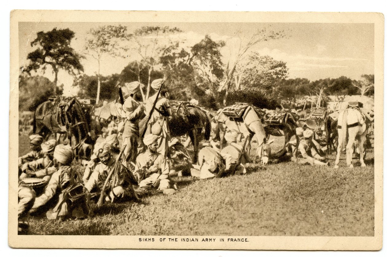 Sikhové indické armády ve Francii, 1914-15 (sépiová fotografie) od Raphael Tuck and Sons