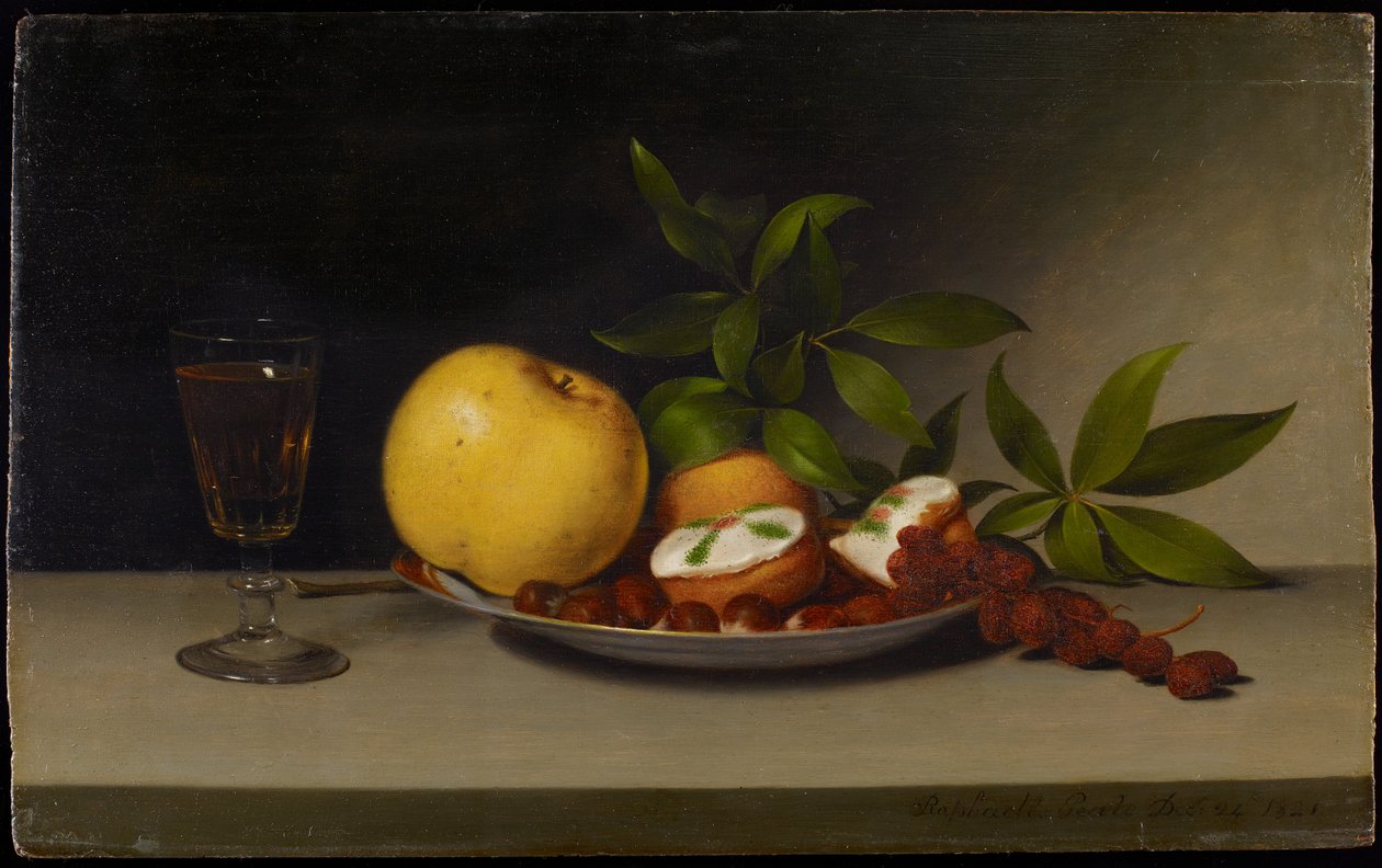 Zátiší s ovocem, koláči a vínem, 1821 od Raphaelle Peale