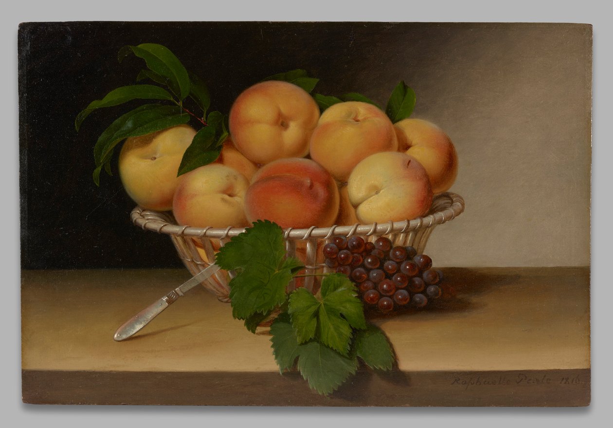 Zátiší: Košík broskví od Raphaelle Peale