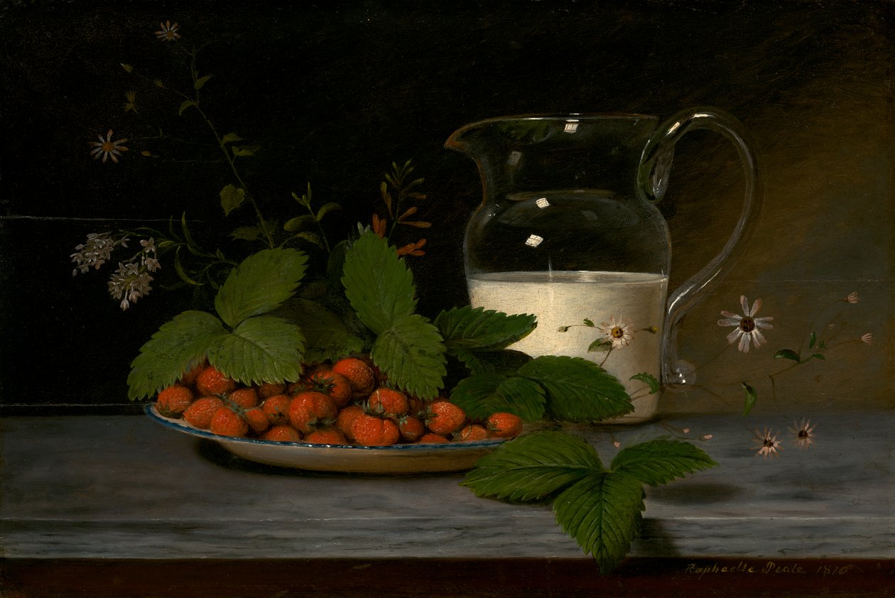 Jahody a smetana, 1816 od Raphaelle Peale