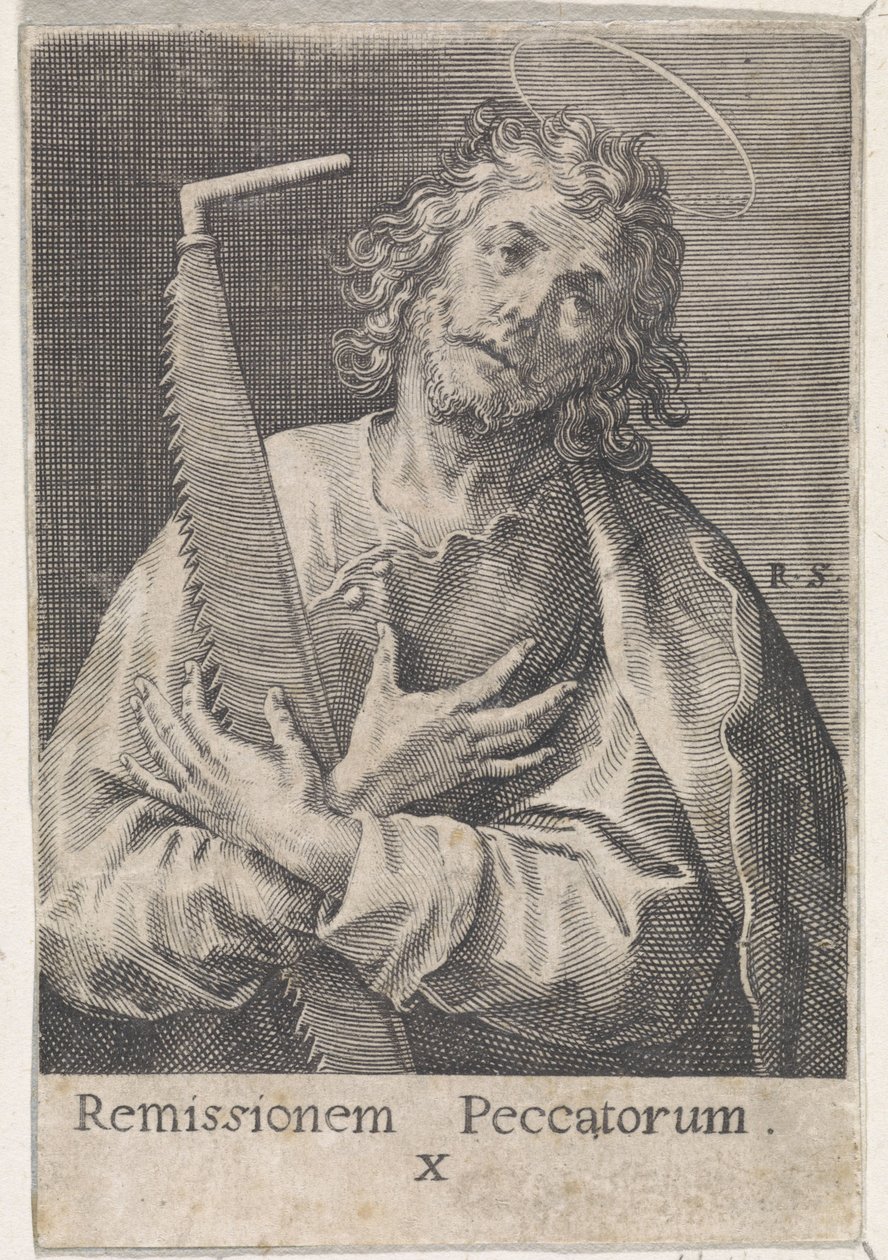 Apoštol Šimon Zélót Kristus, Marie a dvanáct apoštolů (název série) od Raphaël Sadeler (I)
