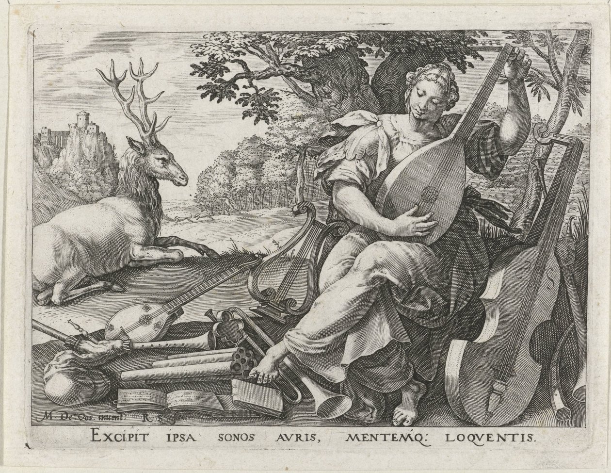 sluch Pět smyslů (název série) od Raphaël Sadeler (I)