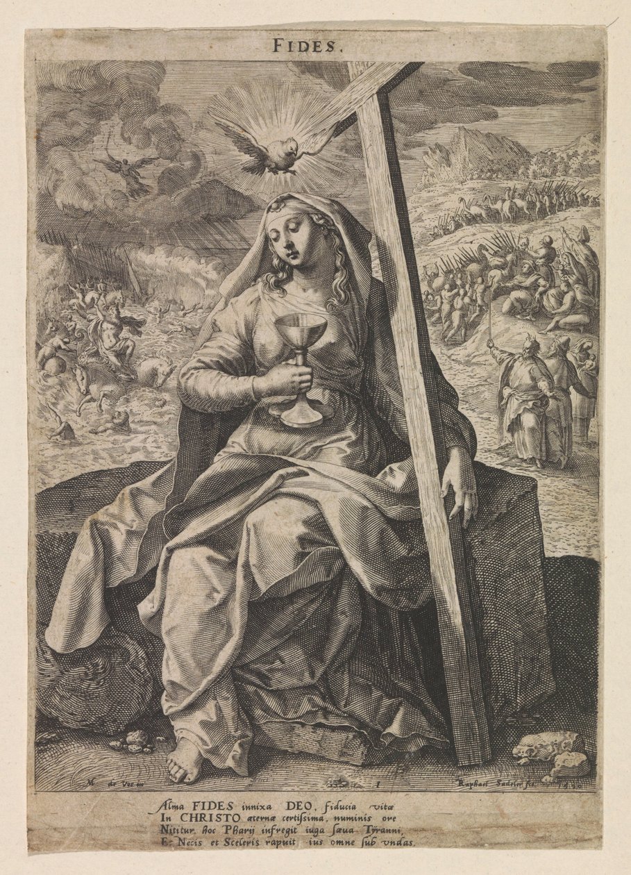 Věřte Fides (název na objektu) Šest křesťanských ctností (název série) od Raphaël Sadeler (I)