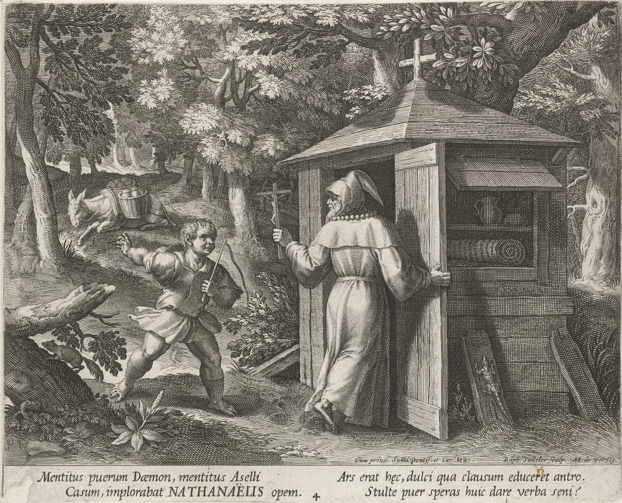 Svatý Bartoloměj jako poustevník Hermits (název série) Oraculum Anachoreticum (název série) od Raphaël Sadeler (I)