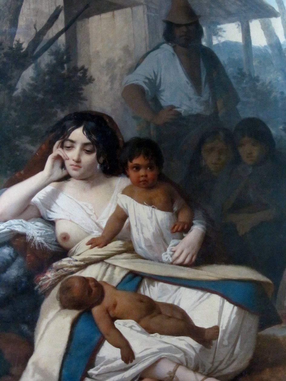 Elisa Bravo Jaramillo de Bañados, manželka náčelníka nebo Elisa Bravo v zajetí (detail) od Raymond Auguste Quinsac Monvoisin