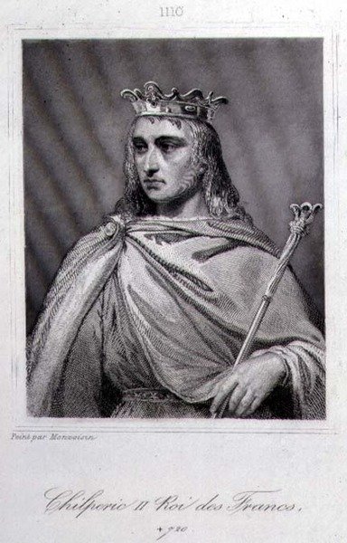 Chilperic II (asi 675-721) král Neustrije (rytina) od Raymond Quinsac (after) Monvoisin