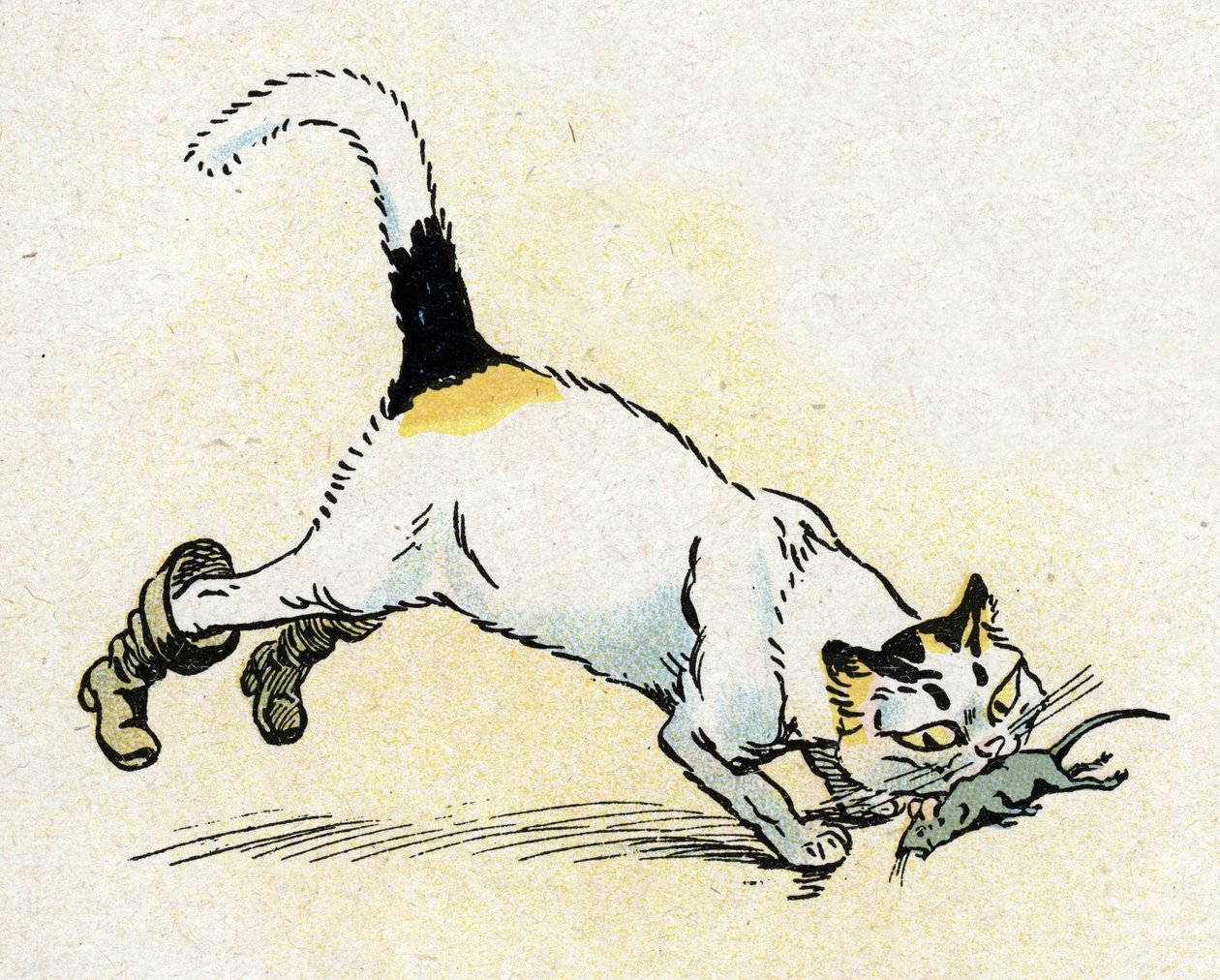 Ilustrace "Le Chat Botte" k Pohádkám Charlese Perraulta (ilustrace) kolem roku 1920 od Raymond de la Neziere