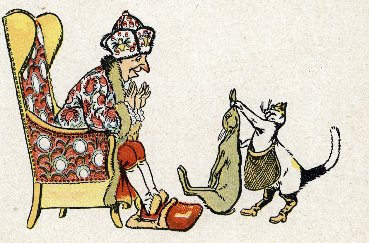 Ilustrace "Le Chat Botte" k Pohádkám Charlese Perraulta (ilustrace) kolem roku 1920 od Raymond de la Neziere