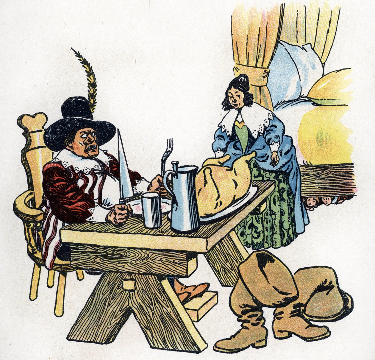Ilustrace "Le Petit Poucet" k Pohádkám Charlese Perraulta (ilustrace) kolem roku 1920 od Raymond de la Neziere