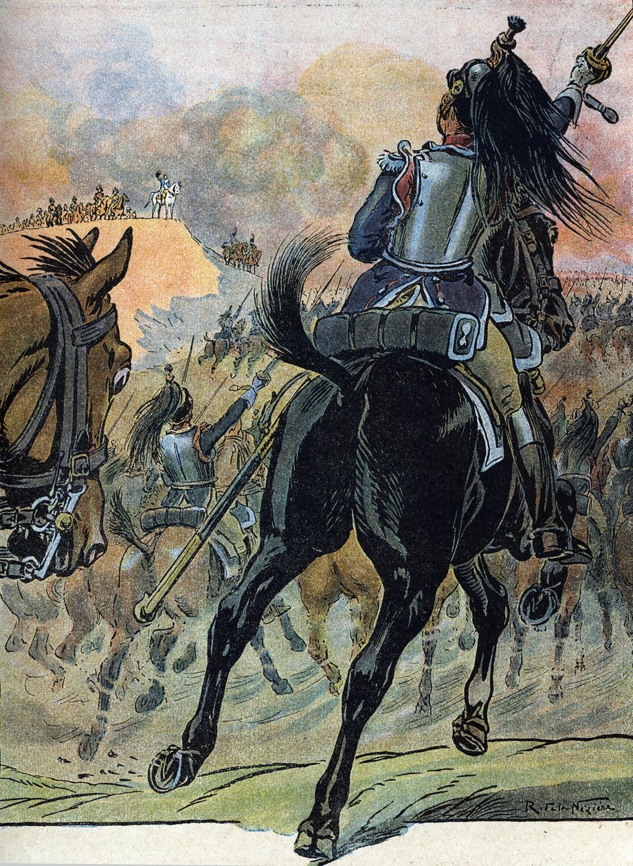 Válka páté koalice: "(Napoleonská válka: Ilustrace Raymonda de Neziere v "Our-Glories-Nationals" 1920 DR Private Collection (Bitva u Wagramu (5.-6. července 1809)) od Raymond de la Neziere