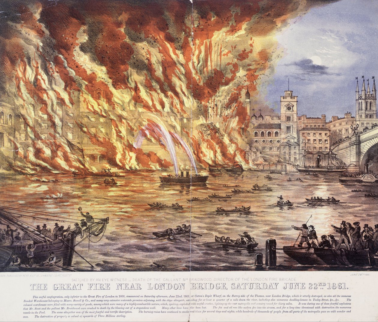 Velký požár poblíž London Bridge, sobota 22. června 1861 od Read and Company