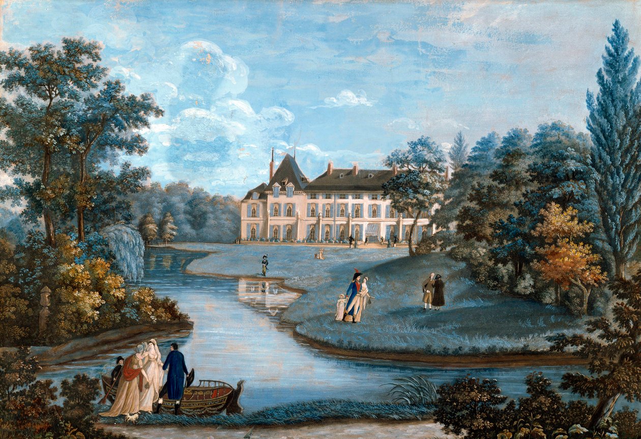 Pohled na fasádu a park zámku Malmaison. Akvarel od Reginy Catherine Carrey. Počátek 19. století. Malmaison. Musee Du Chateau - Pohled na průčelí a do parku zámku Malmaison. Akvarel od Reginy Catherine Carey. Brzy od Regina Catherine Carey