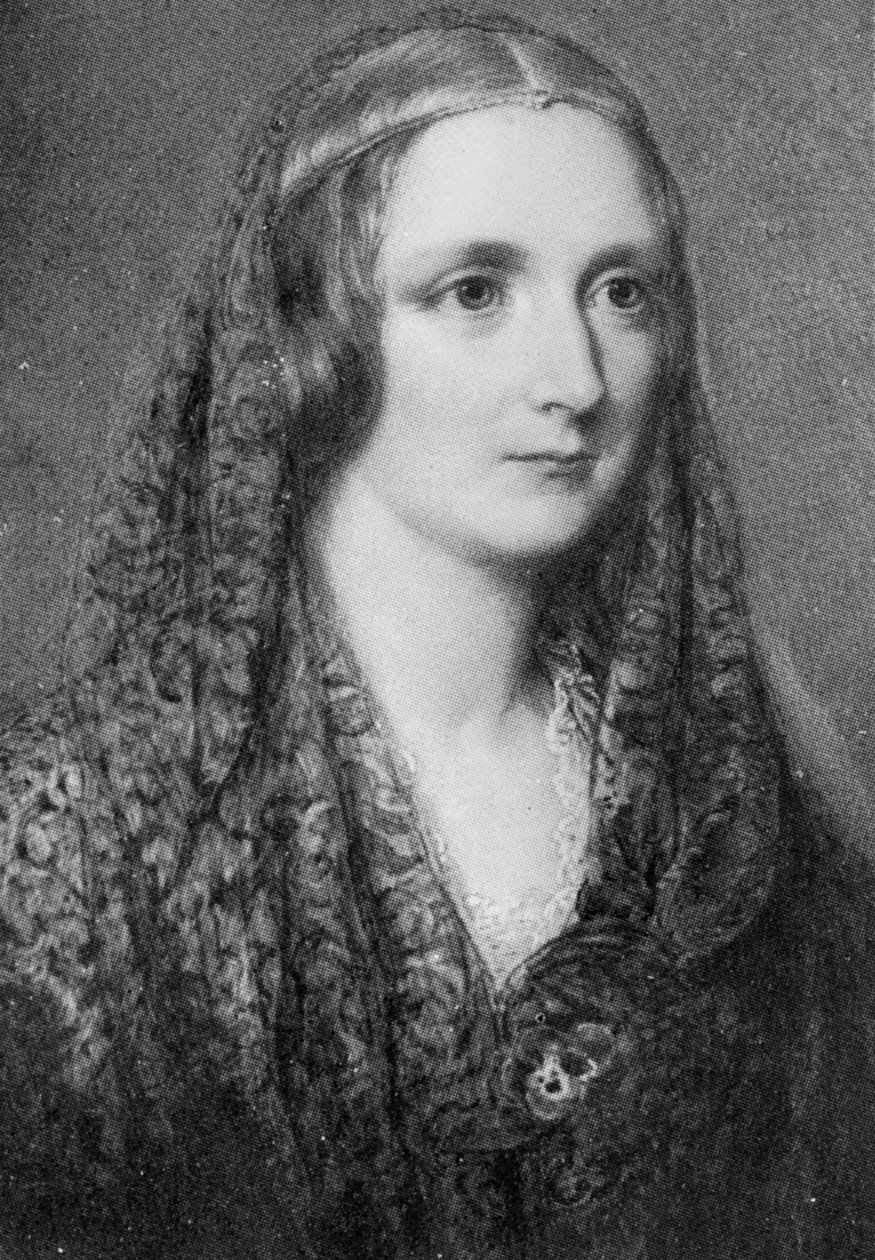 Mary Shelley, idealizovaný portrét vytvořený po její smrti (olej na smaltu) od Reginald Easton