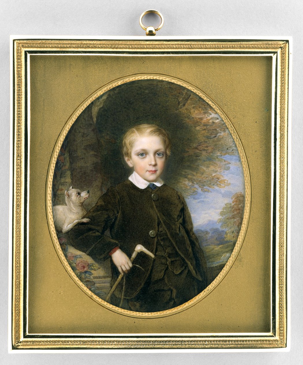 Portrét chlapce, cca 1865-80 (akvarel na slonovině, zlacení a skle) od Reginald Easton