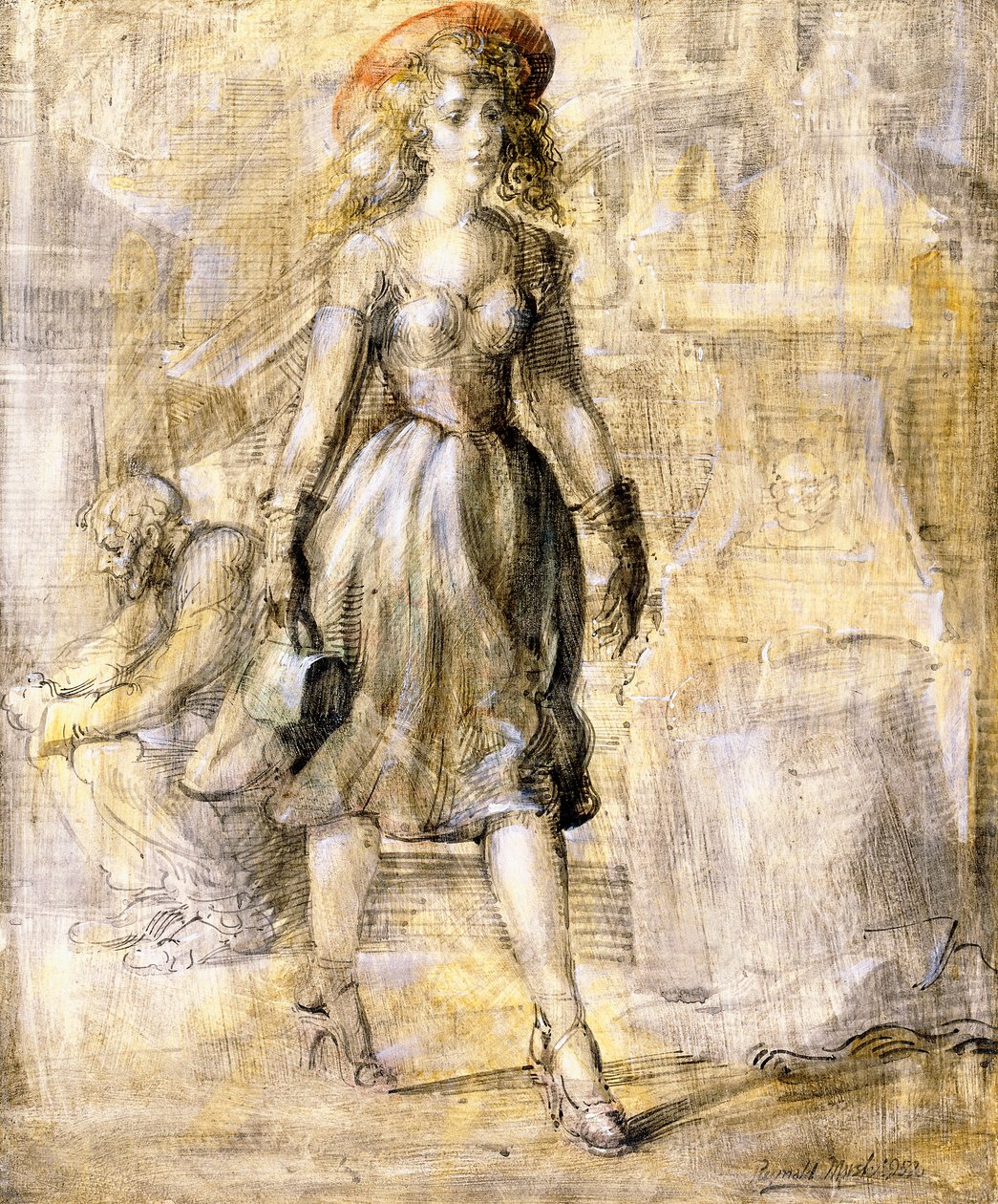 Dívka jdoucí po městské ulici od Reginald Marsh