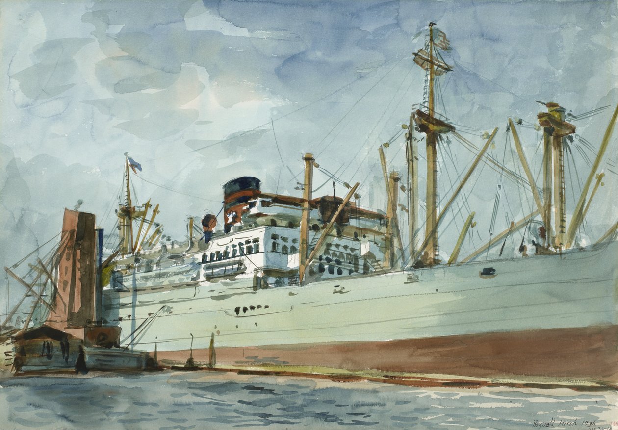 Parní nákladní loď a remorkér od Reginald Marsh