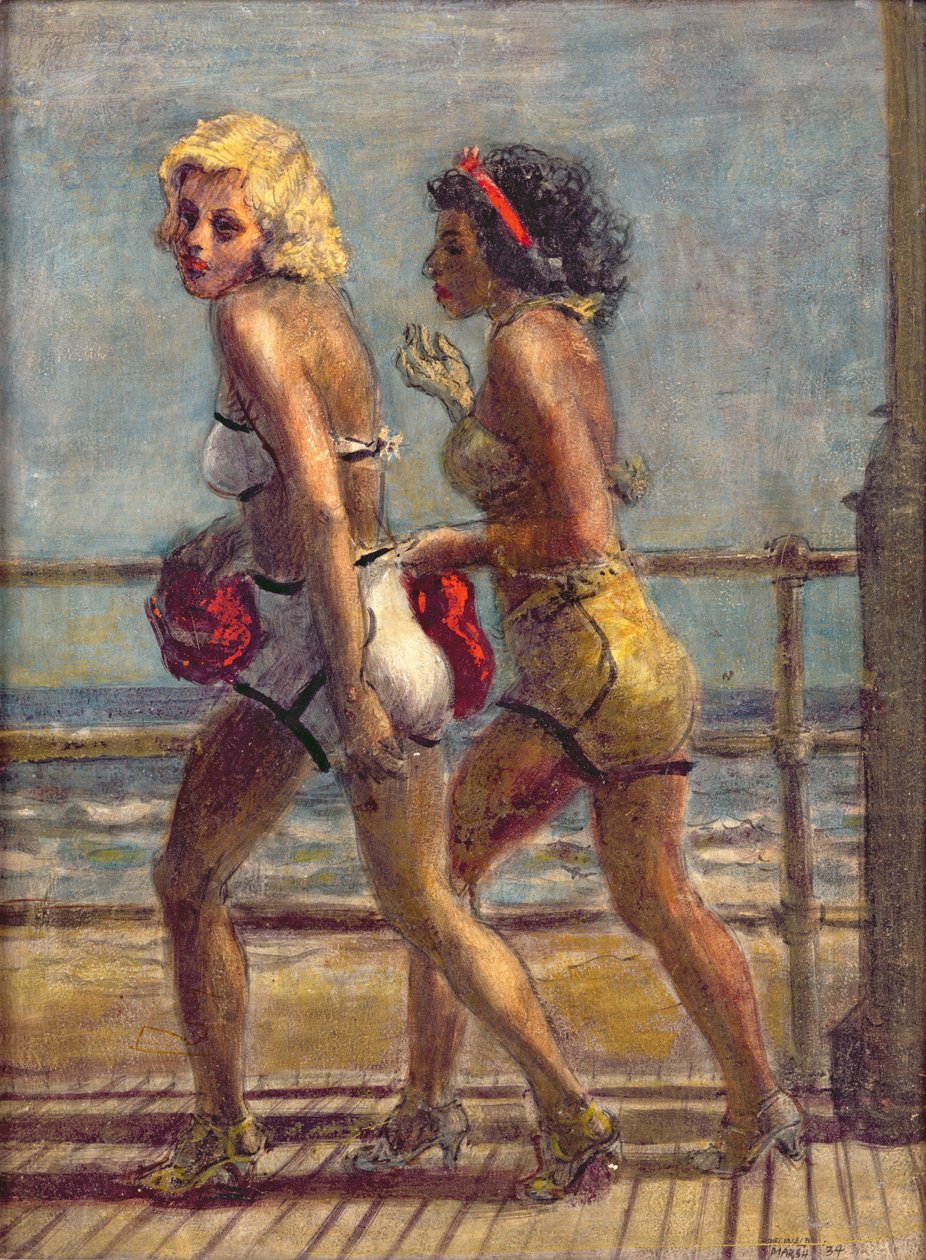 Dvě dívky na promenádě (tempera na plátně) od Reginald Marsh