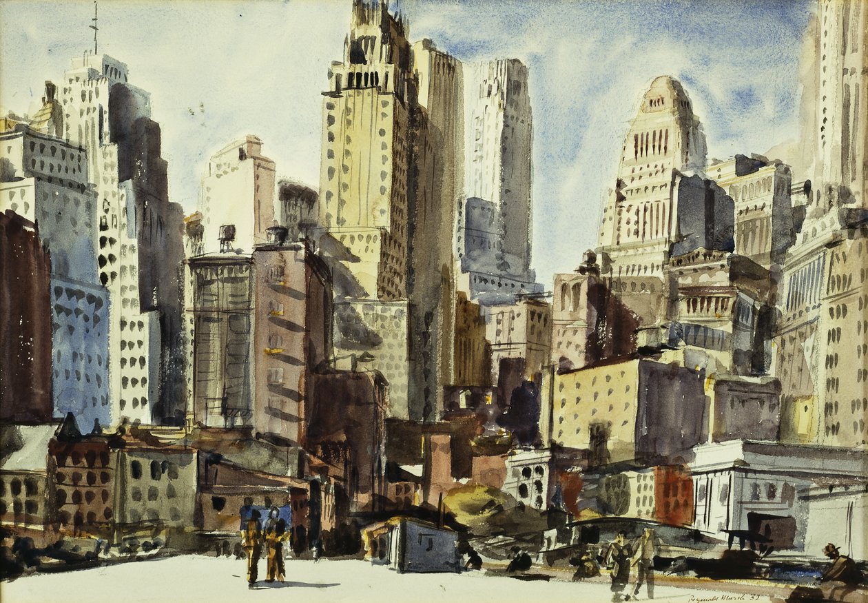 Pohled ze skluzavky Coenties Slip od Reginald Marsh