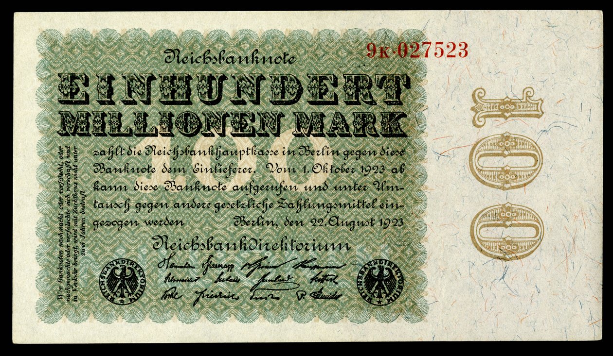 Papiermark Výmarské republiky, éra hyperinflace po první světové válce od Reichsbankdirektorium Berlin