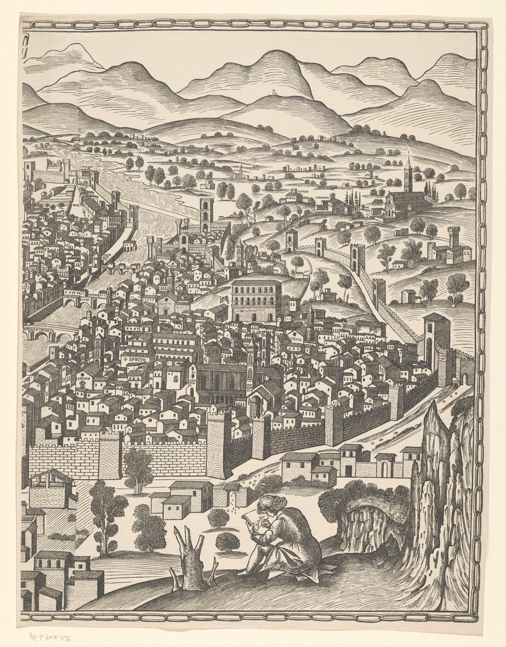 Pohled na Florencii (pravá část) Fiorenza (název na objektu) od Reichsdruckerei